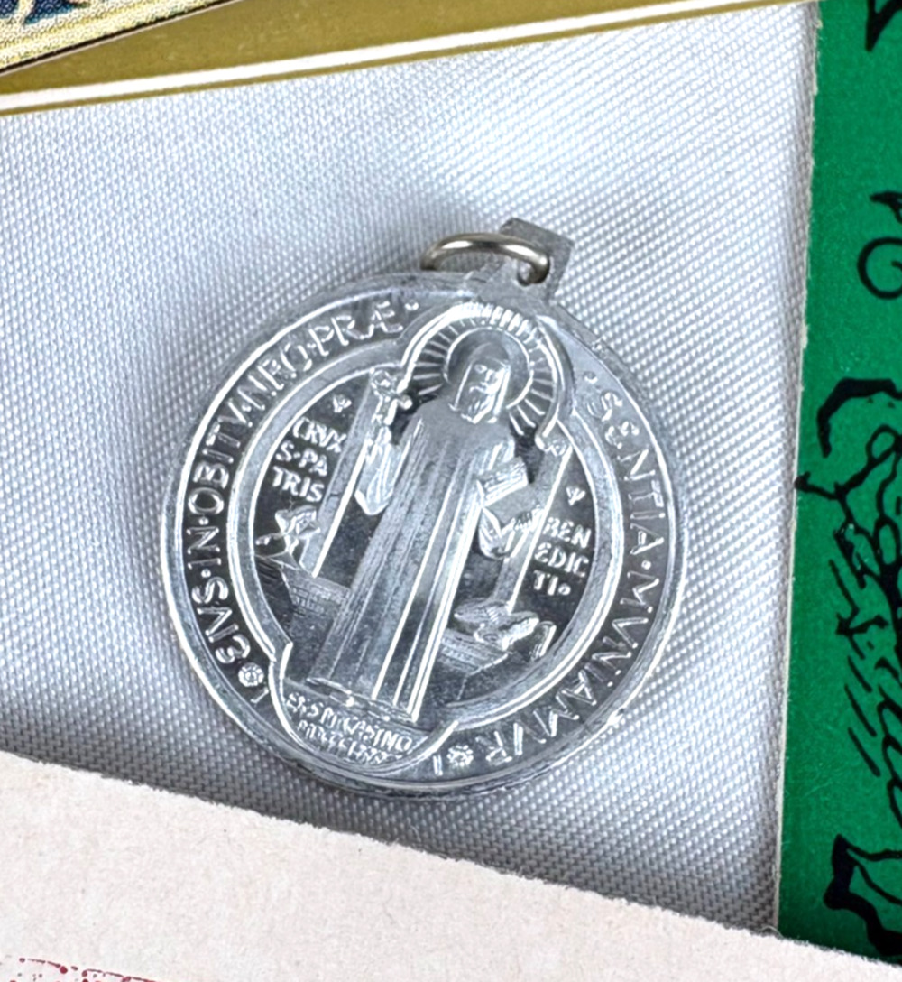 1966 St Benedict Medal 7/8" w Provenance Letters Pamphlet Benedictine Fathers